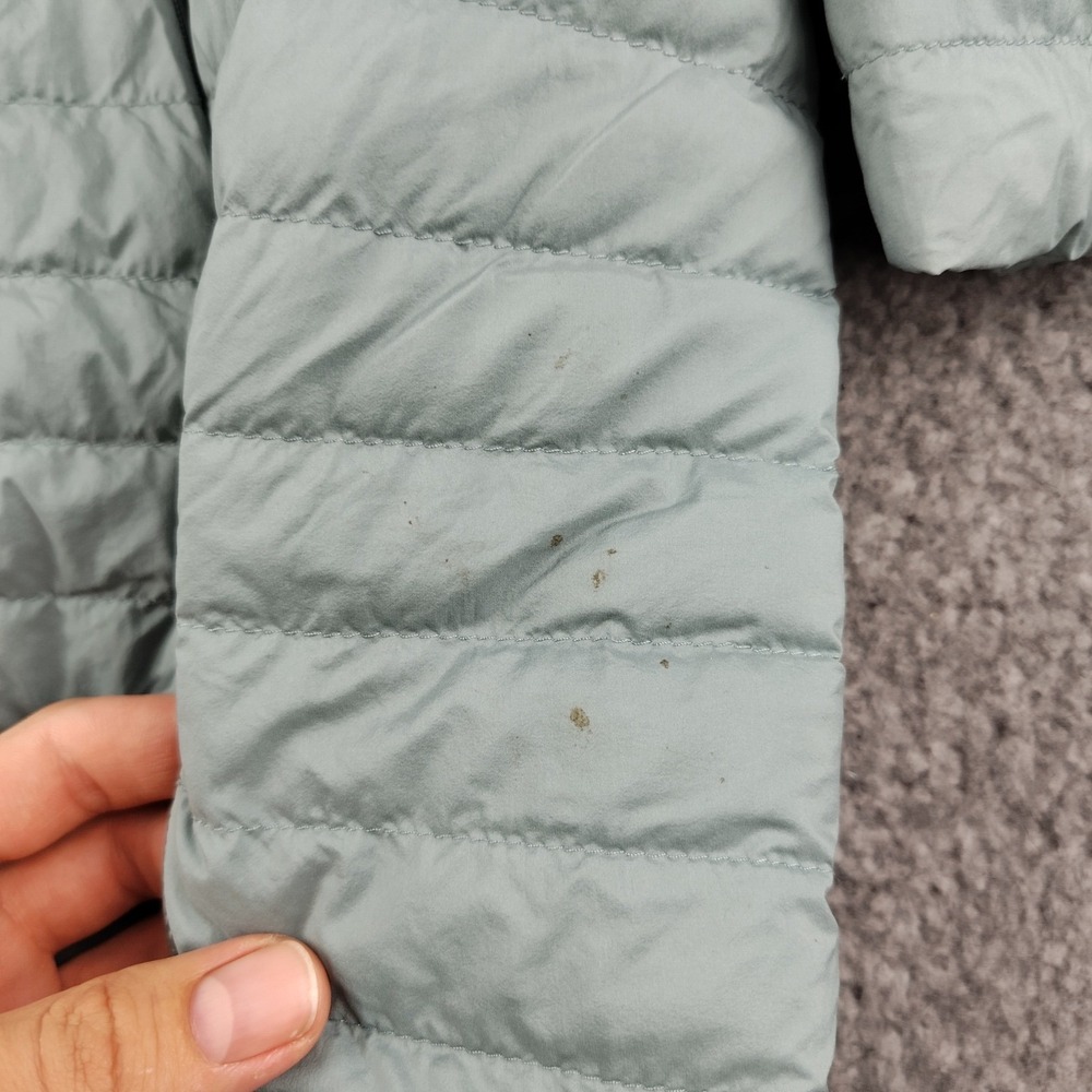 Herno Puffer Jacket Womens 46 Reversible Blue Brown Quilted Hooded Goose Down - Picture 8 of 12